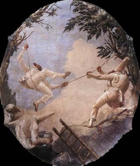 TIEPOLO, Giovanni Domenico The Swing of Pulcinella Germany oil painting art